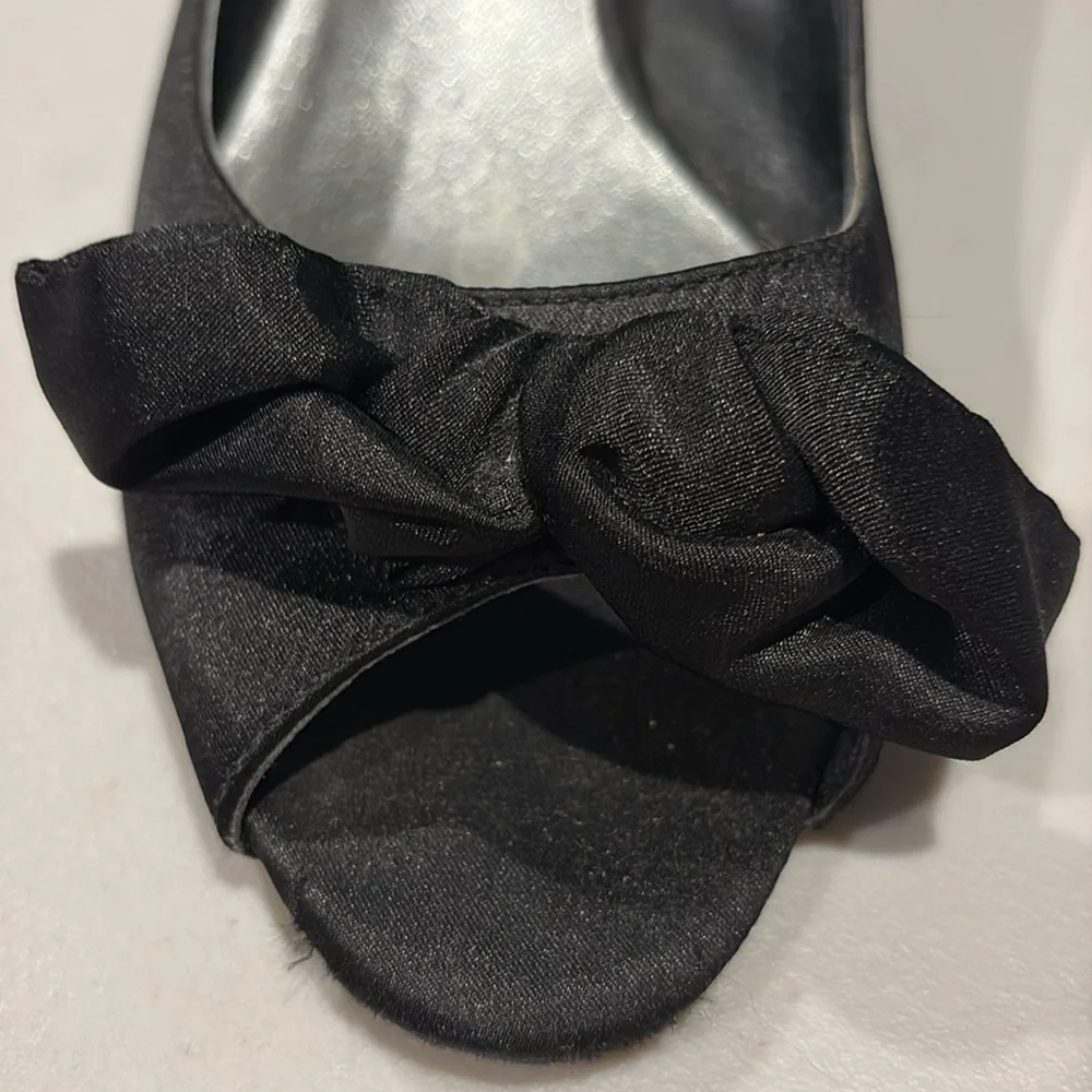 RSVP - Black Peep Toe Heels with Ruffle Detail. Size 11.